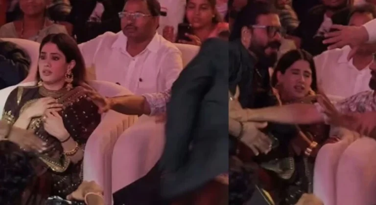 Janhvi Kapoor Left Shaken as Fan Rushes Ram Charan During High-Energy Peddi Event in Vijayawada